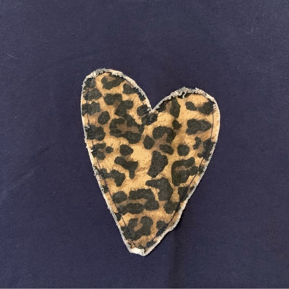 J. Crew Factory Teddie Sweater Black & Animal Leopard Print Intarsia Heart - Picture 5 of 9
